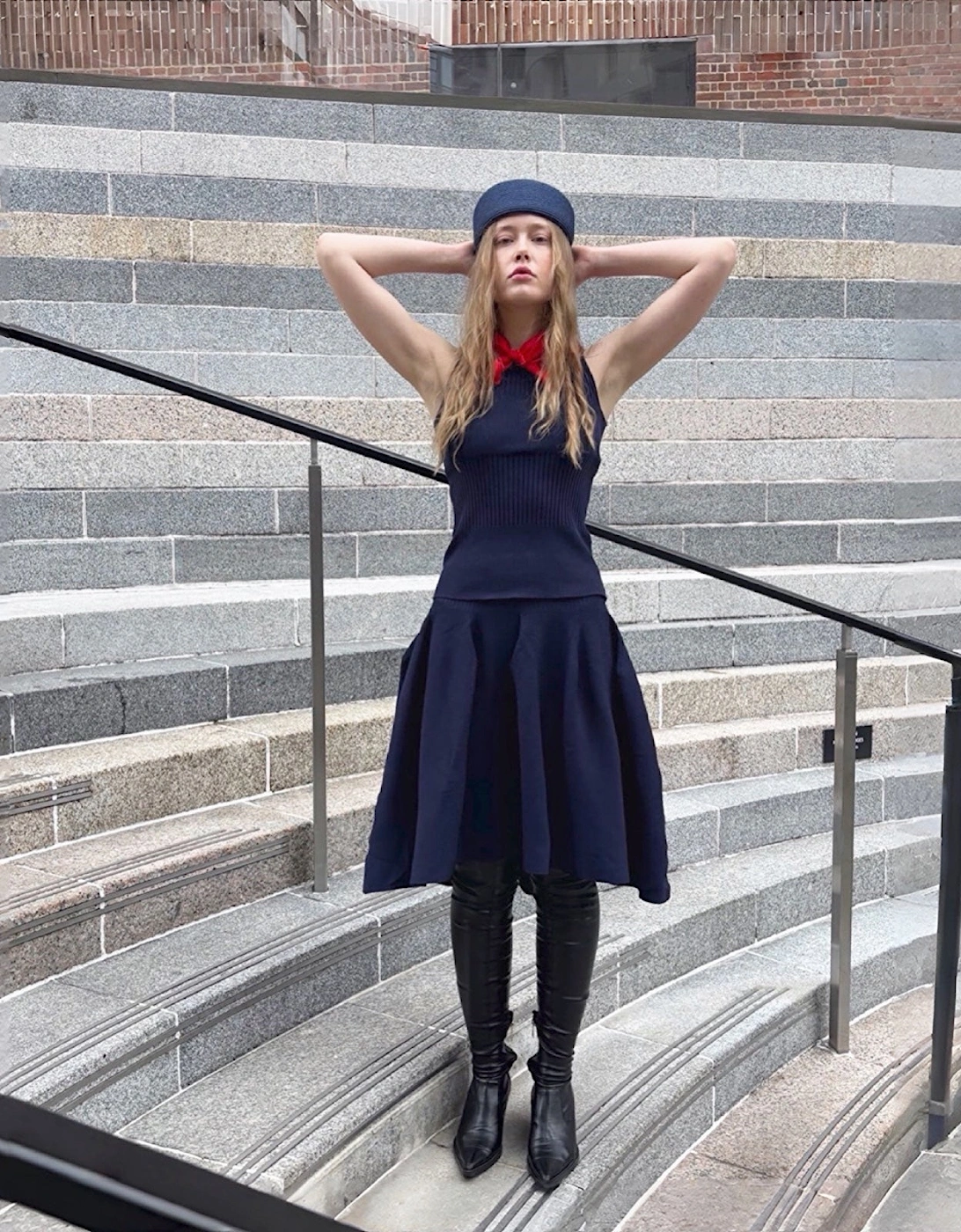Navy Knitted Top And Skirt Co-Ordinates Set