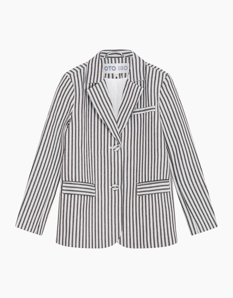 Black White Striped Tailored Blazer
