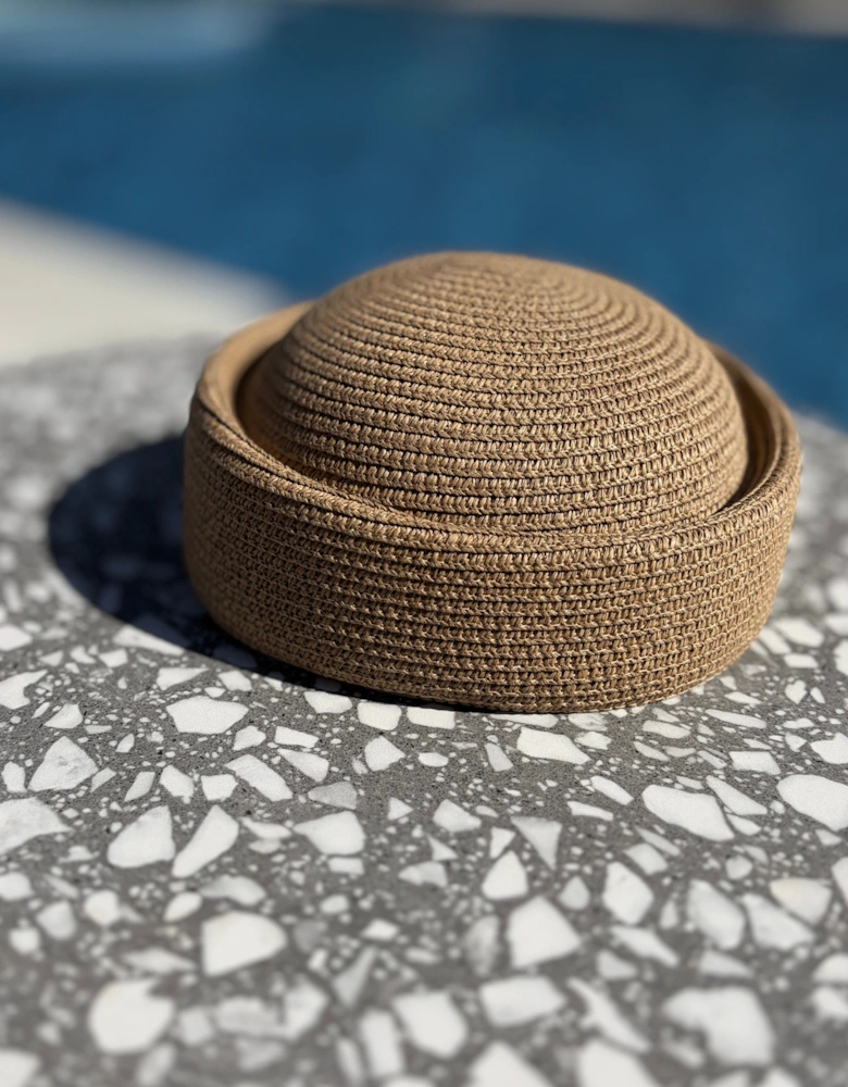 Natural Straw Pillbox Hat