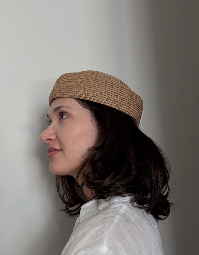 Natural Straw Pillbox Hat