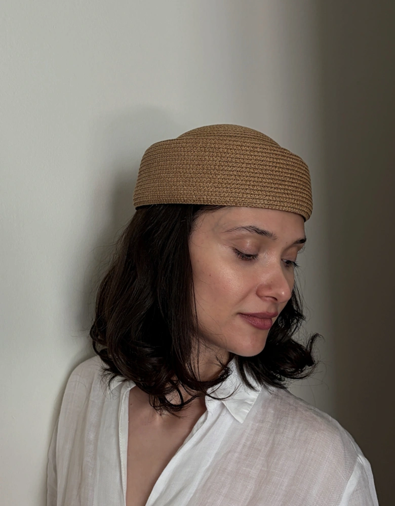 Natural Straw Pillbox Hat
