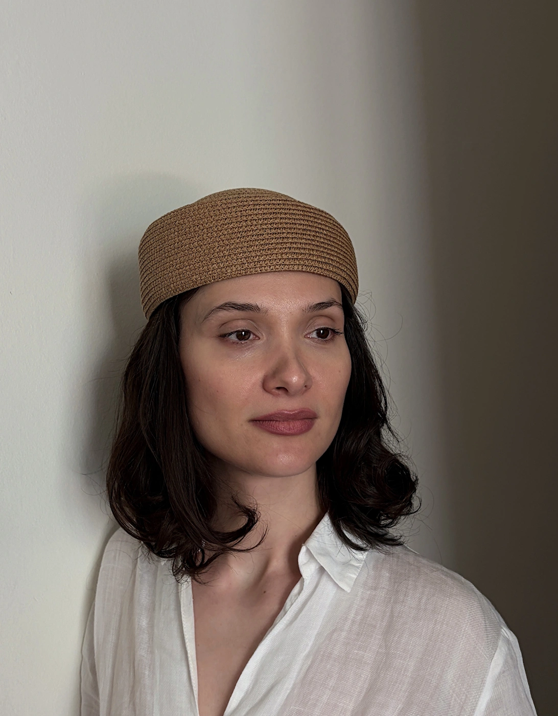 Natural Straw Pillbox Hat