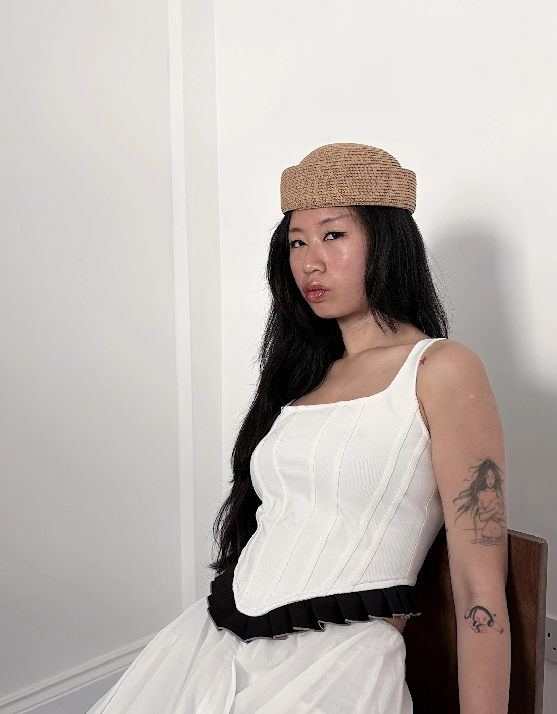 Natural Straw Pillbox Hat