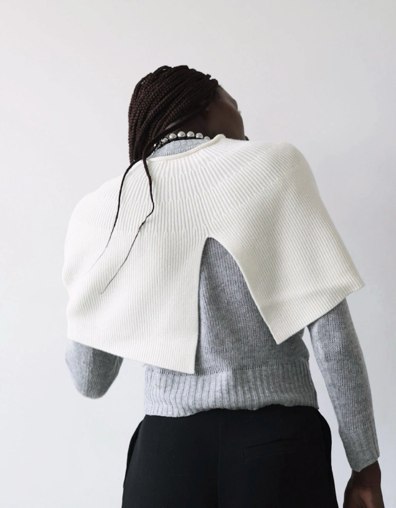 Cream Mohair Wool Knitted Cape