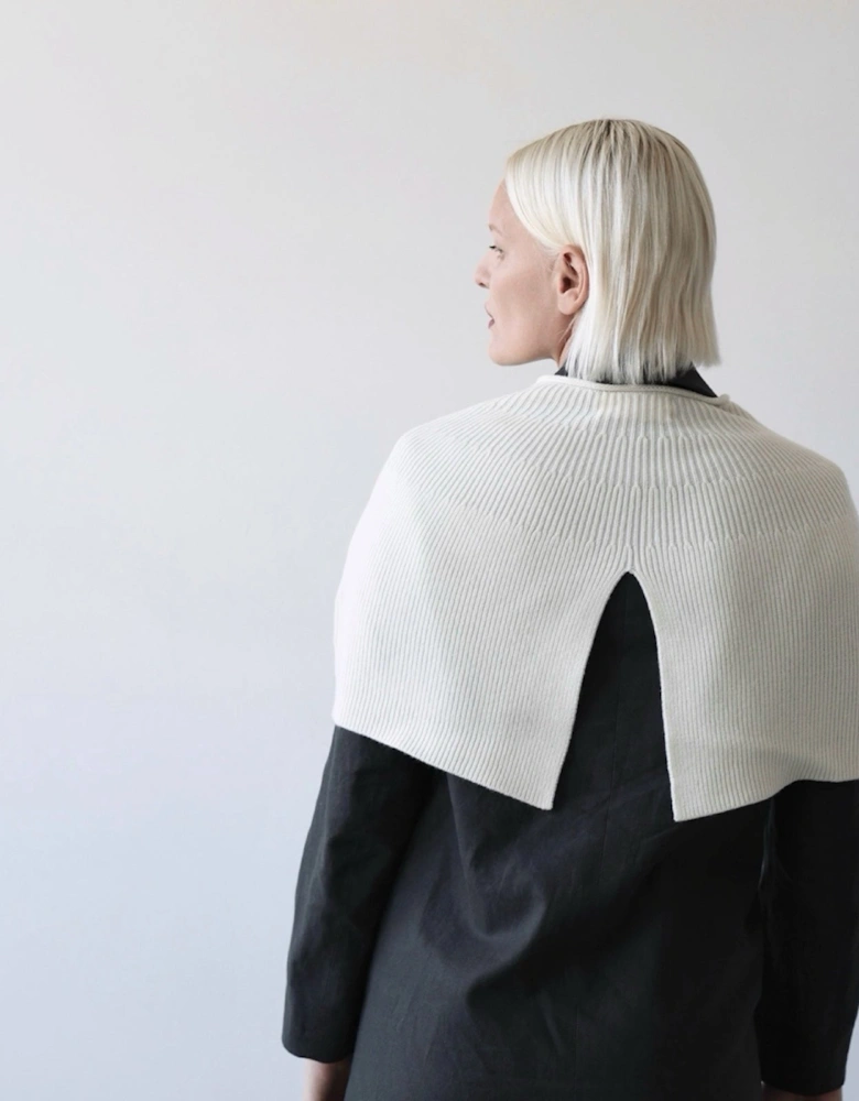 Cream Mohair Wool Knitted Cape
