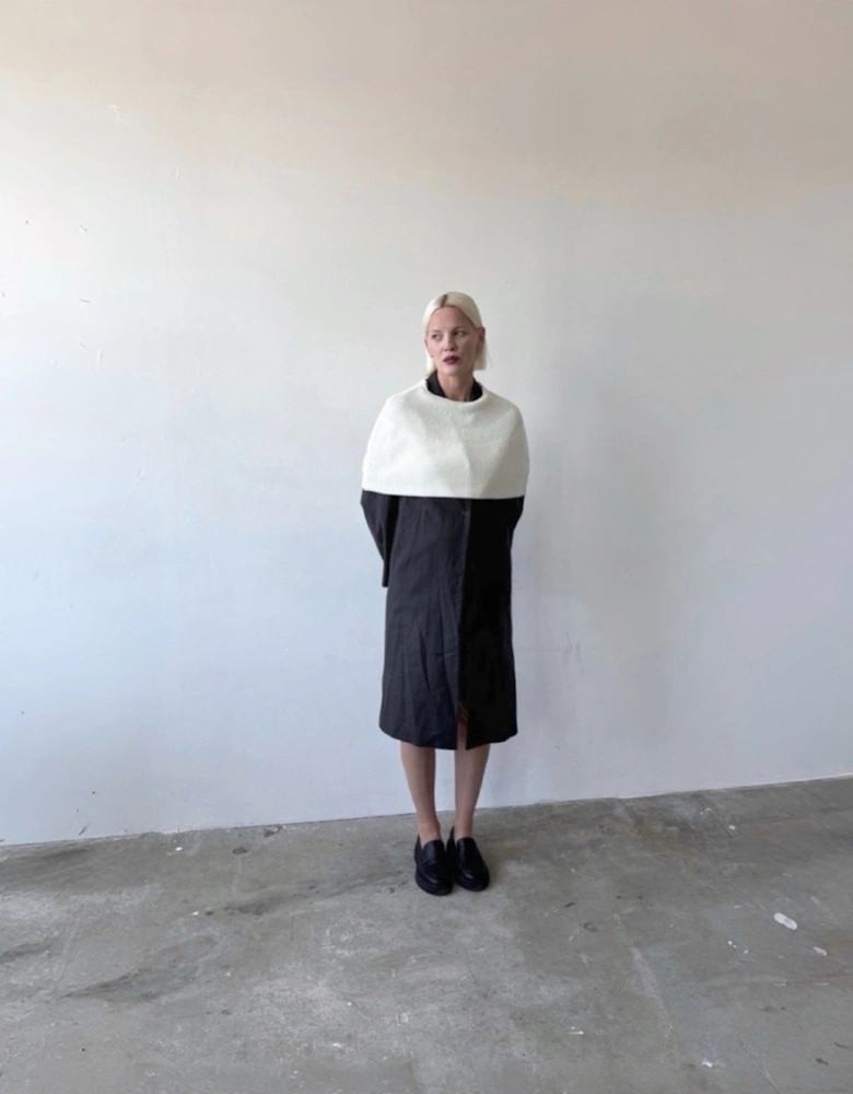 Cream Mohair Wool Knitted Cape