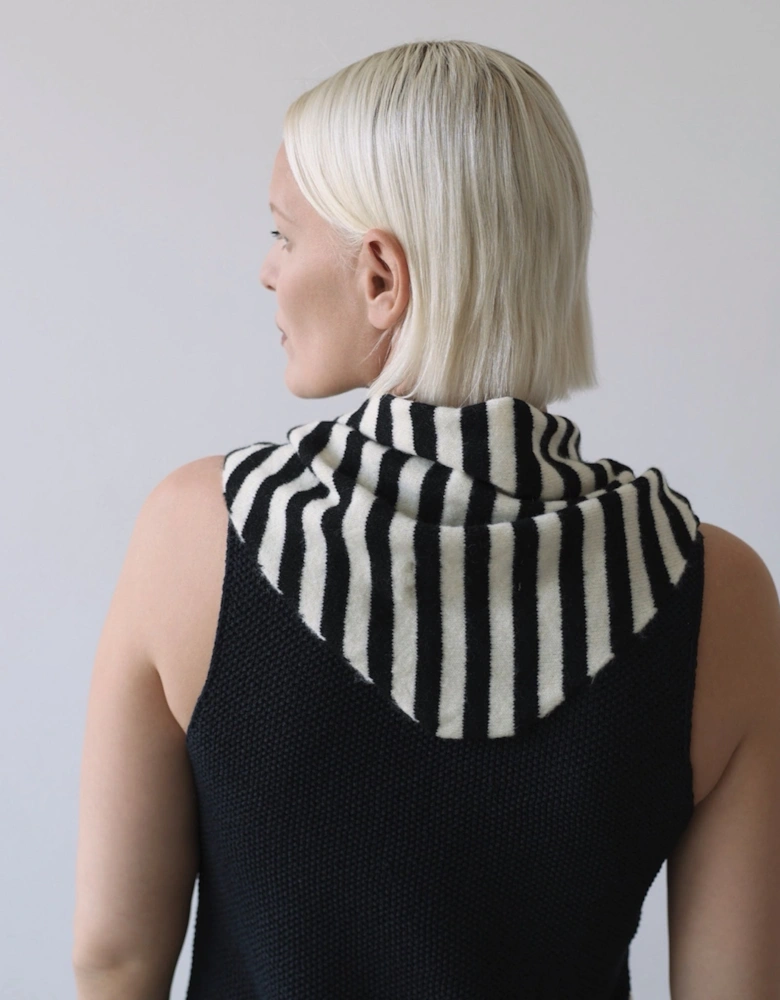 Striped Wool Small Triangle Knitted Scarf
