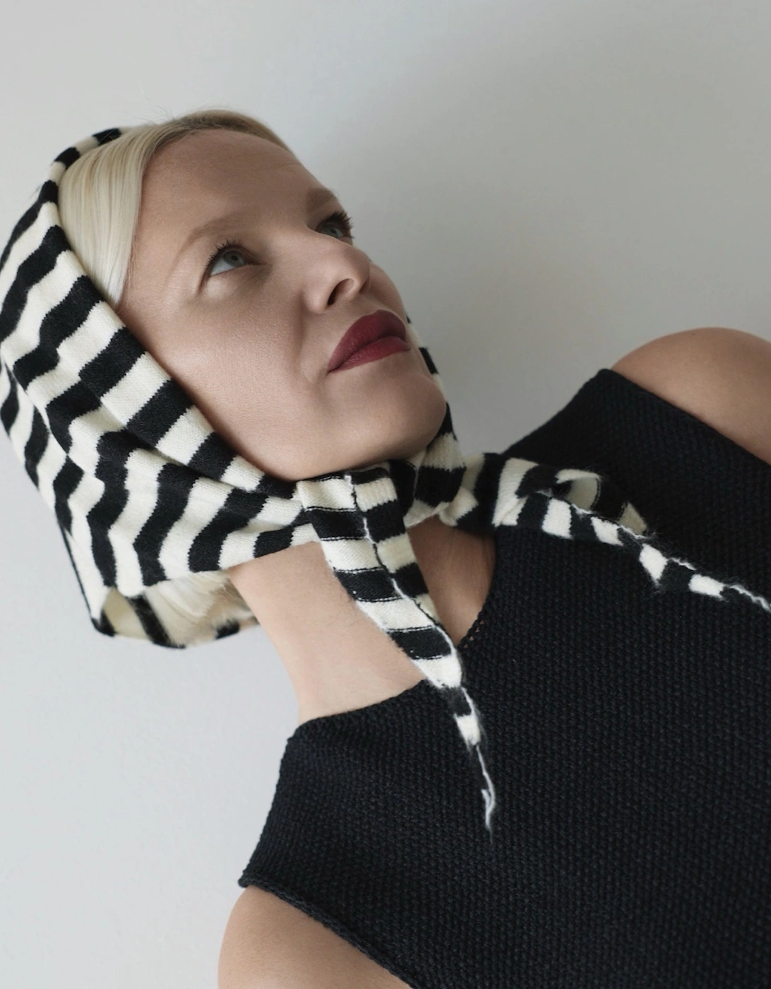 Striped Wool Small Triangle Knitted Scarf