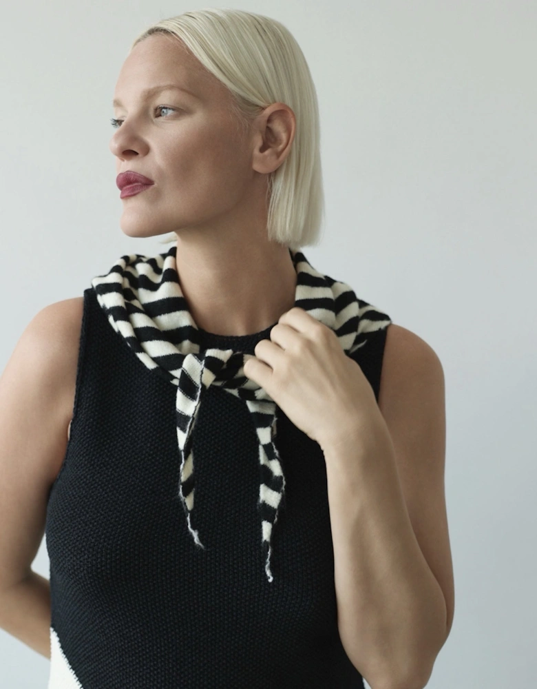 Striped Wool Small Triangle Knitted Scarf