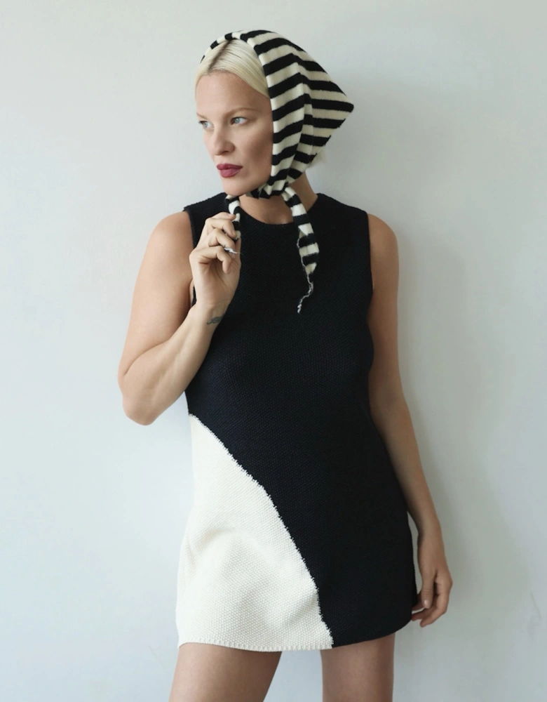 Striped Wool Small Triangle Knitted Scarf