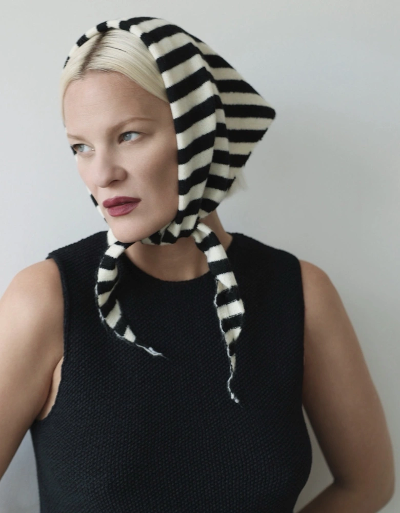 Striped Wool Small Triangle Knitted Scarf
