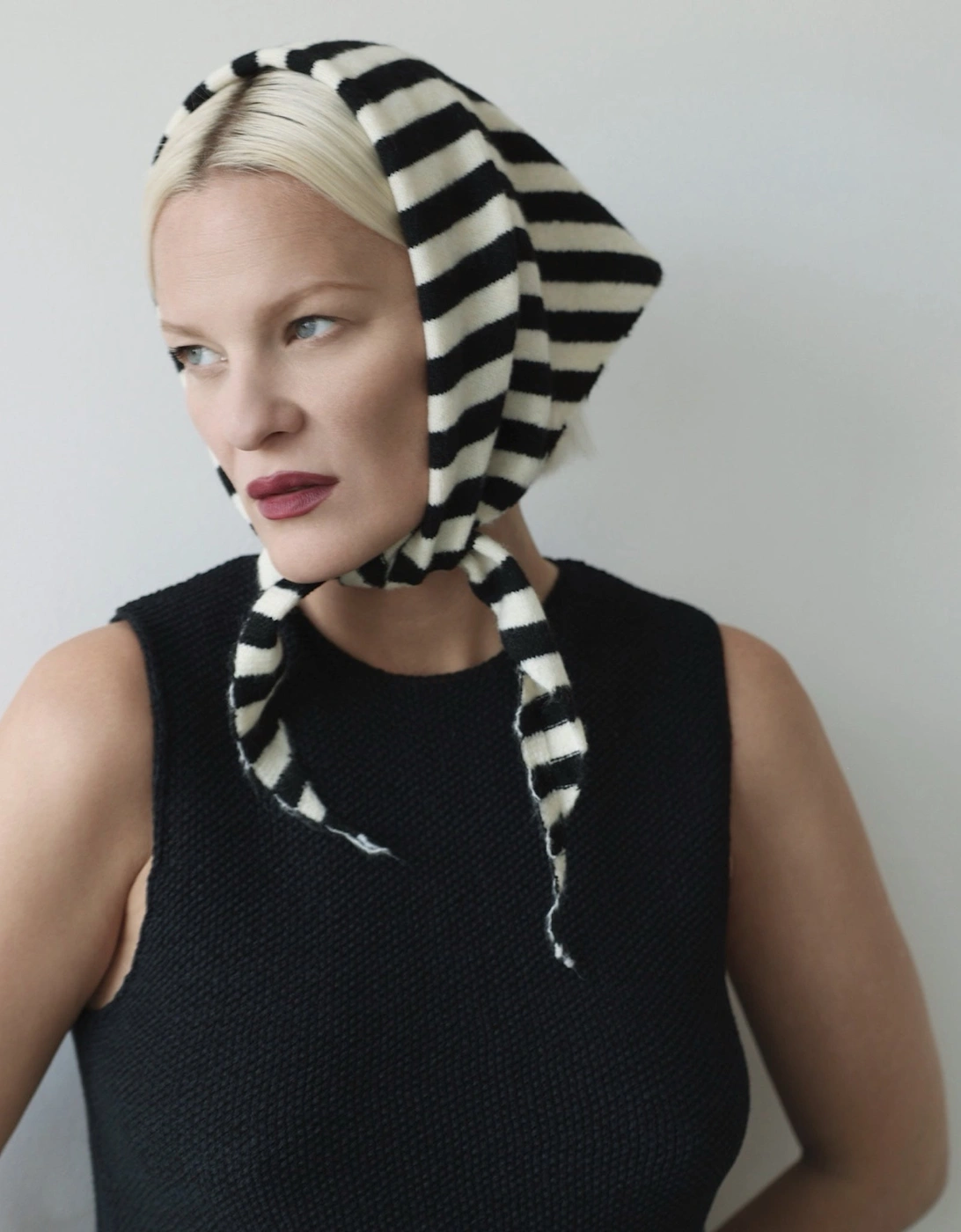 Striped Wool Small Triangle Knitted Scarf