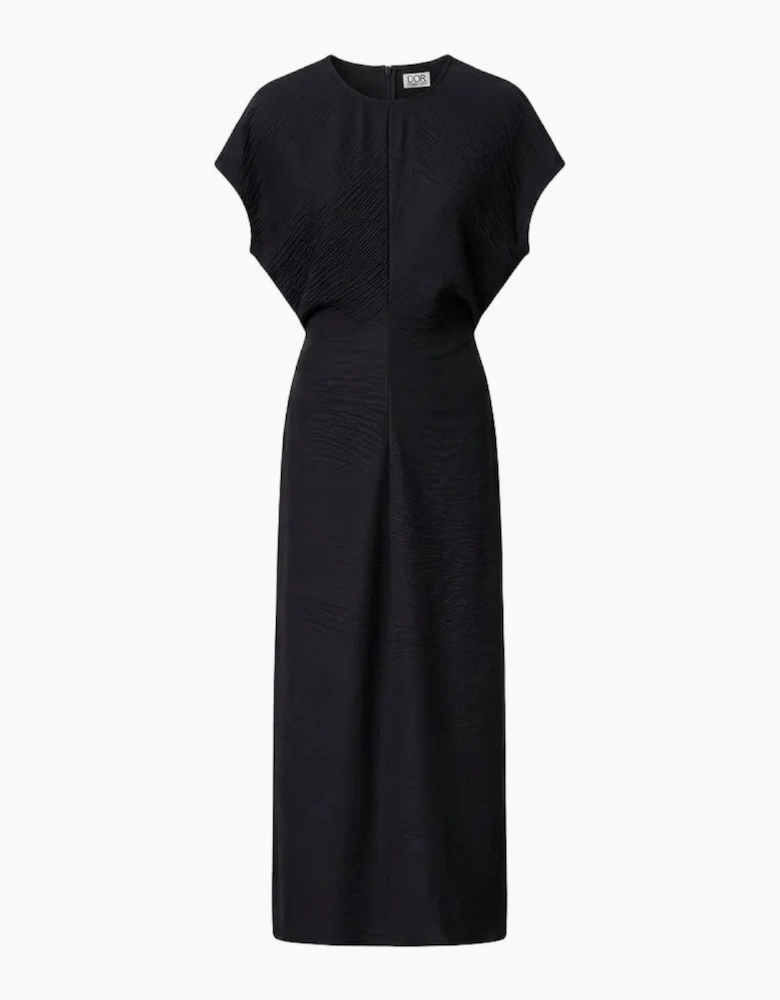 Black Crinkled A Line Dress