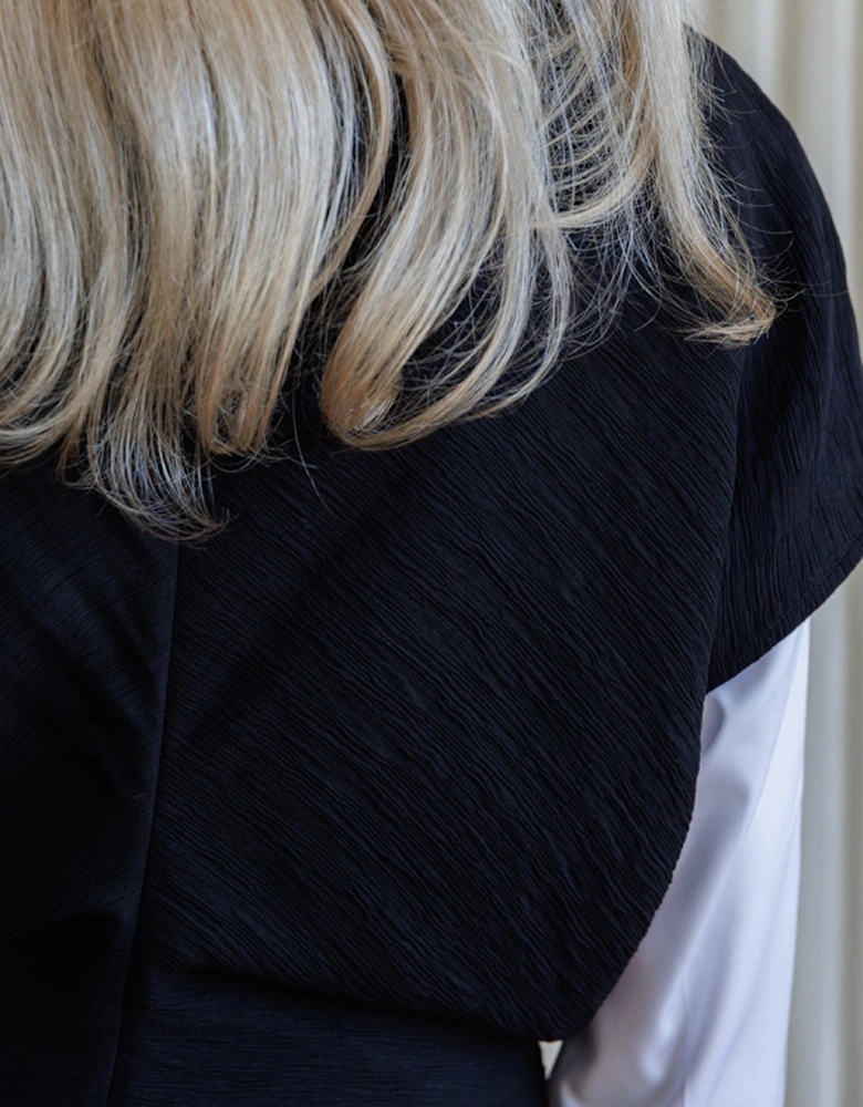 Black Crinkled A Line Dress