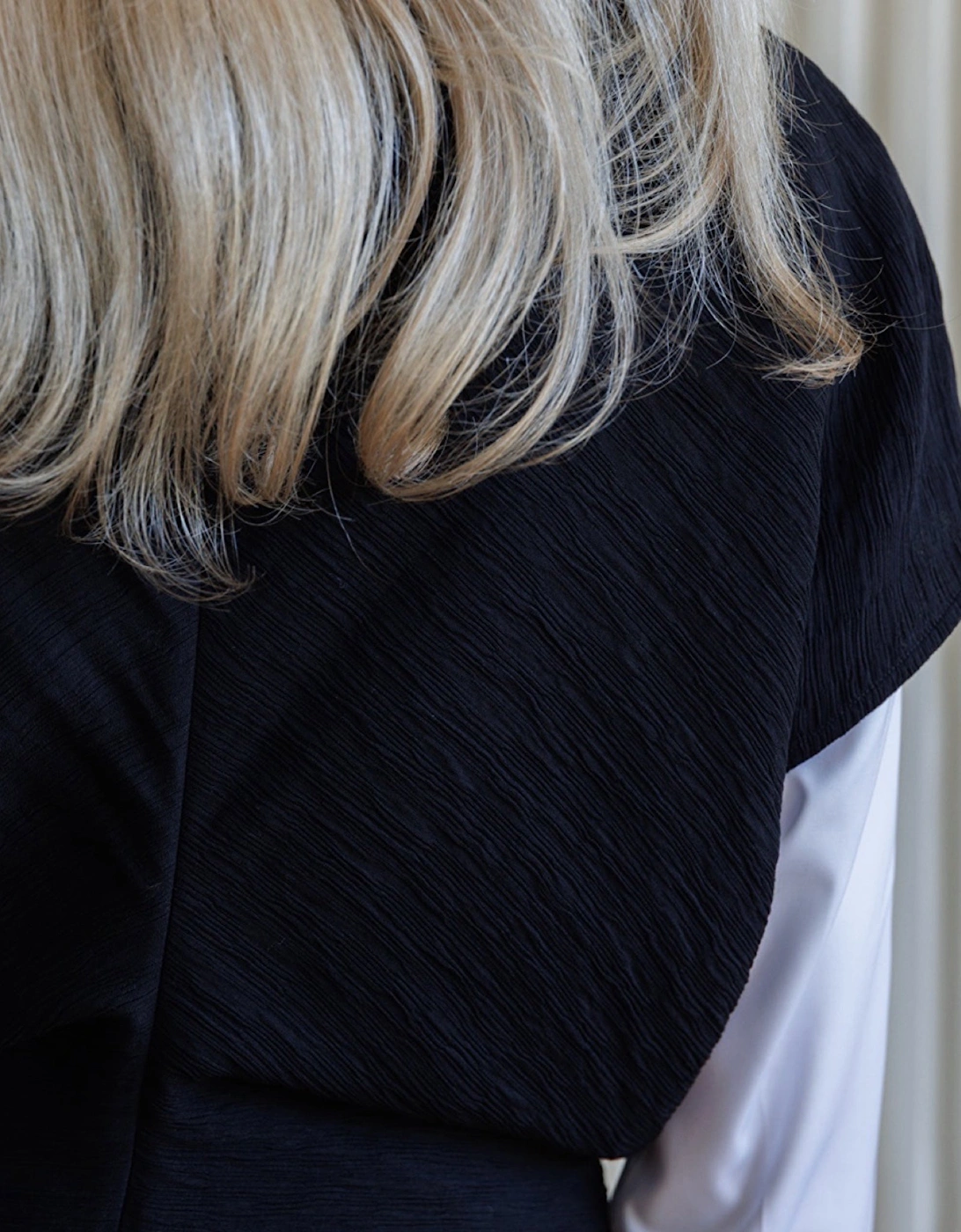 Black Crinkled A Line Dress