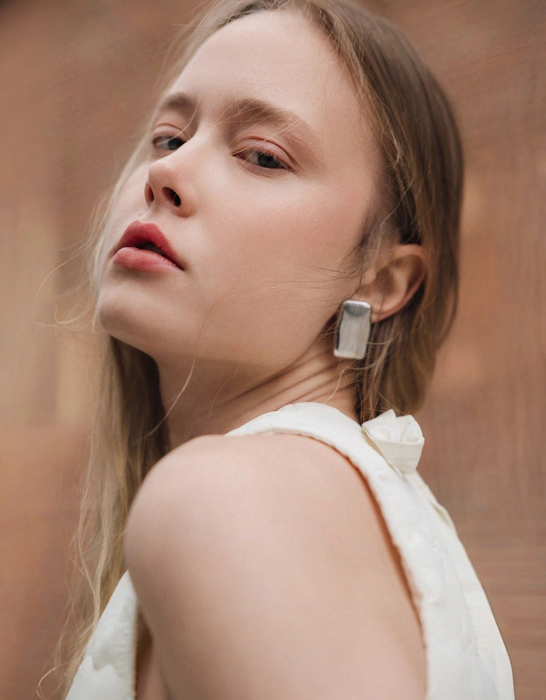 Silver Rectangular Stud Earrings