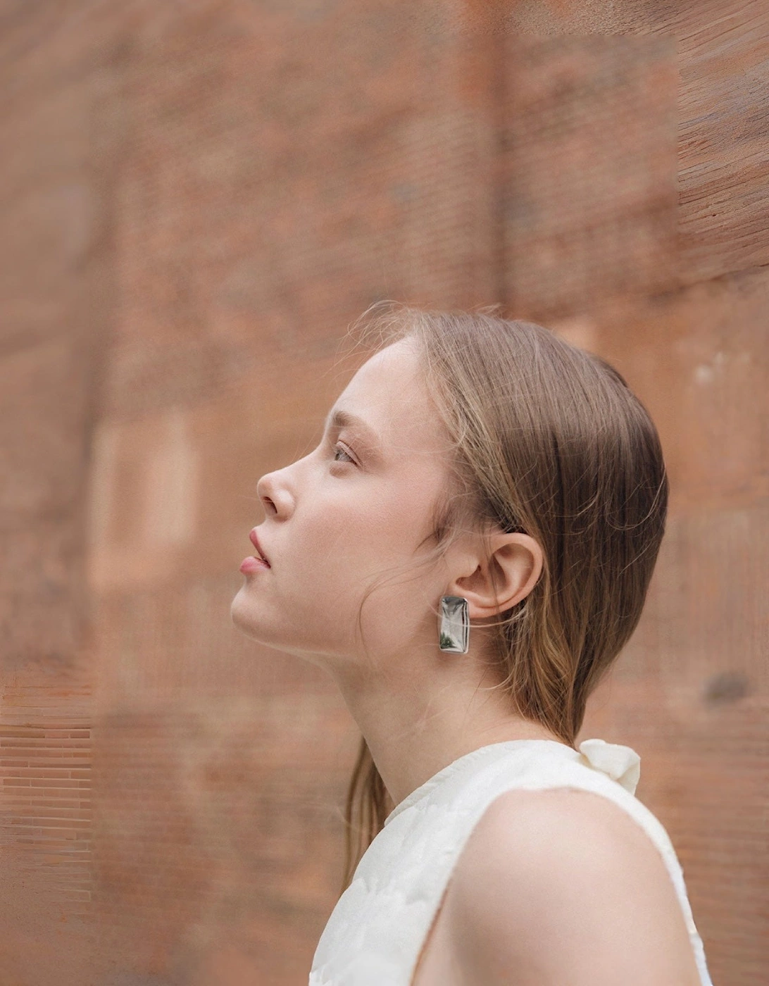 Silver Rectangular Stud Earrings