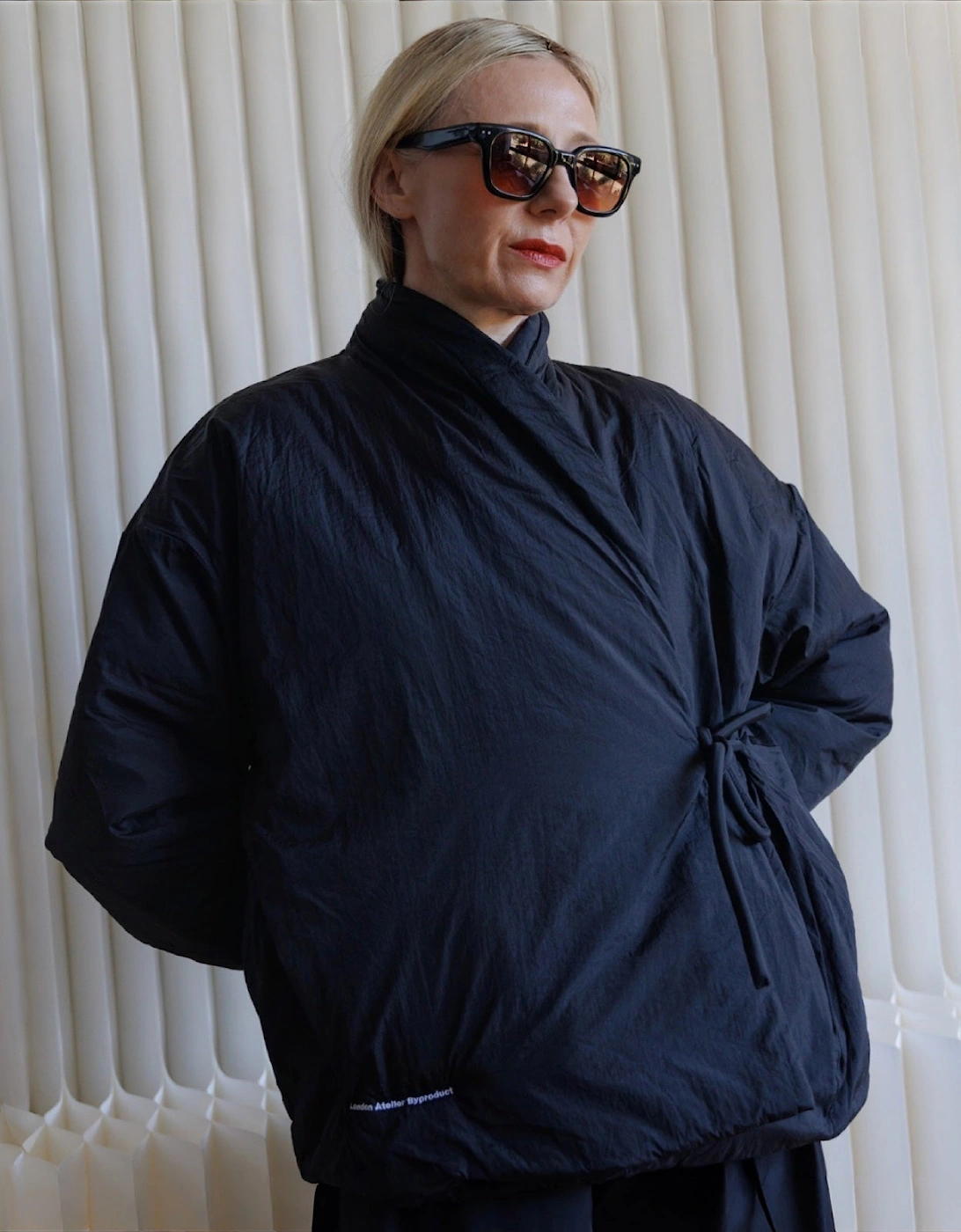Black Quilted Wrap Kimono Jacket