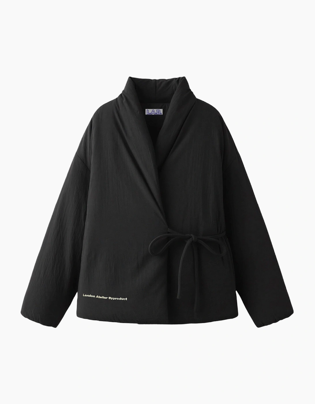 Black Quilted Wrap Kimono Jacket