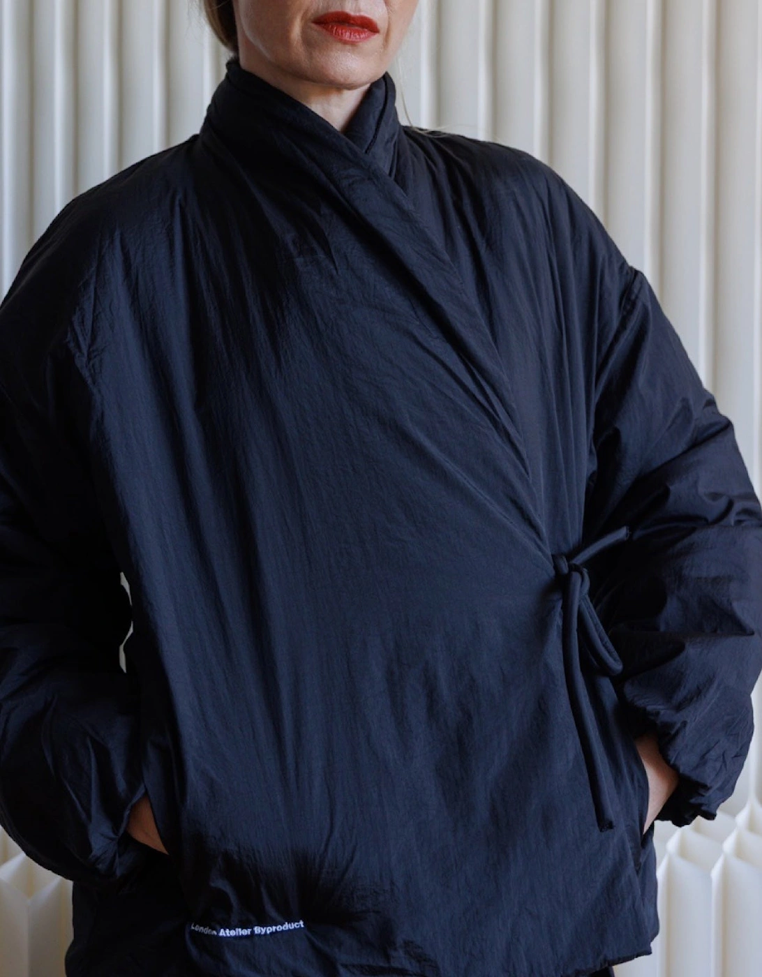 Black Quilted Wrap Kimono Jacket