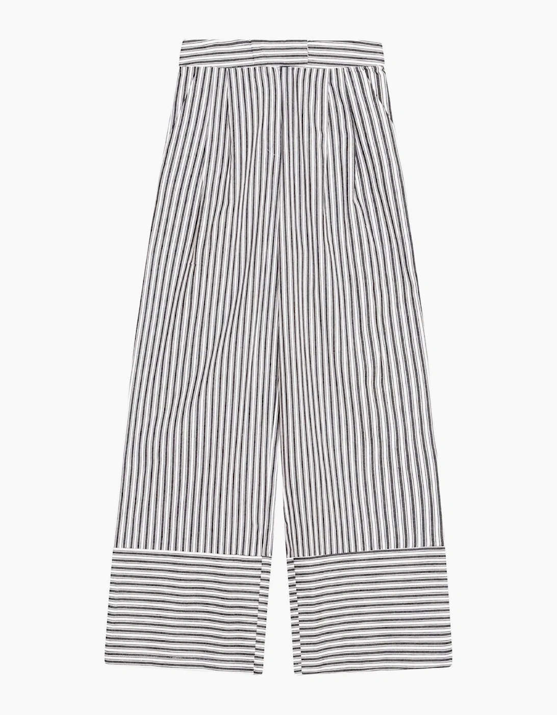 Black White Striped Wide Leg Trousers