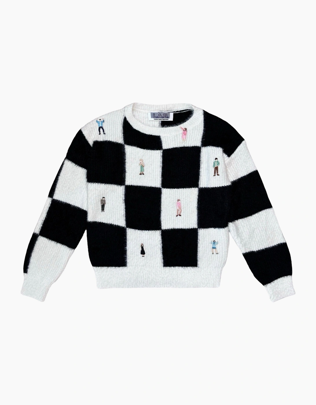 Checkered Knitted Jumper With Embroidery Patches