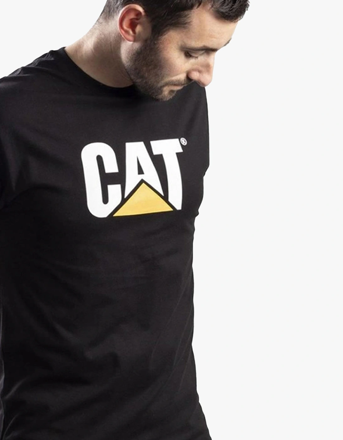 CAT TRADEMARK LOGO Mens Cotton T-Shirt Black