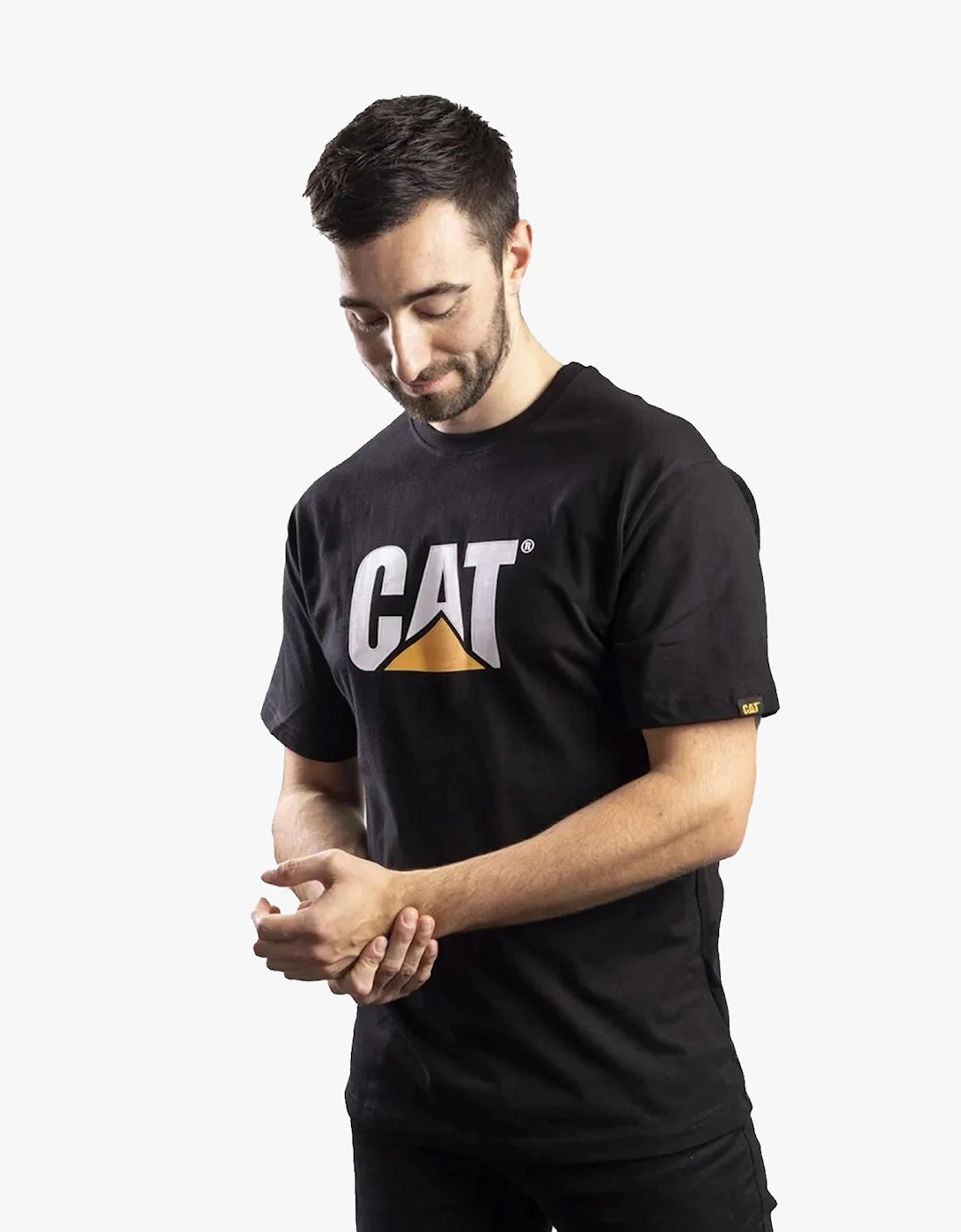CAT TRADEMARK LOGO Mens Cotton T-Shirt Black