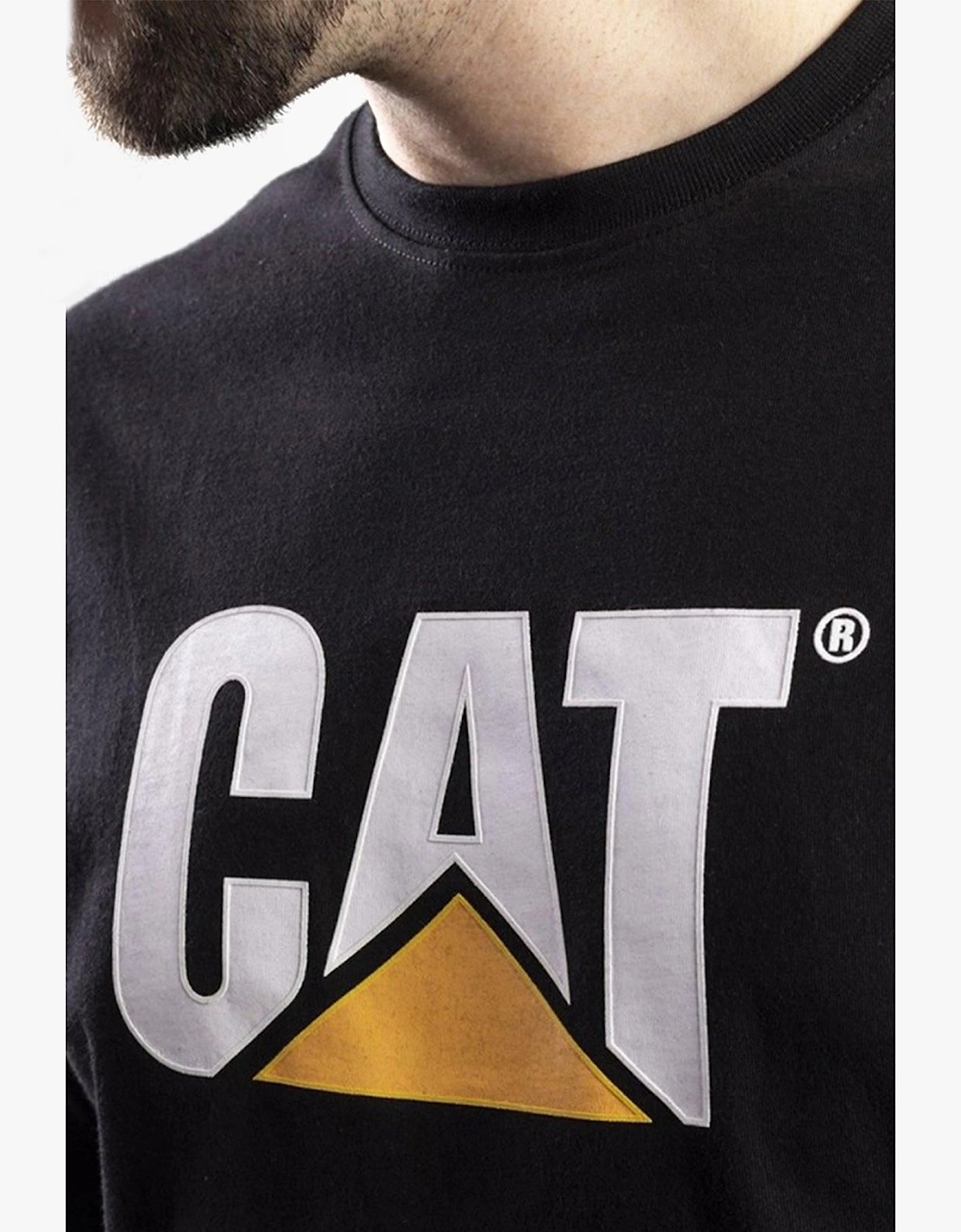 CAT TRADEMARK LOGO Mens Cotton T-Shirt Black