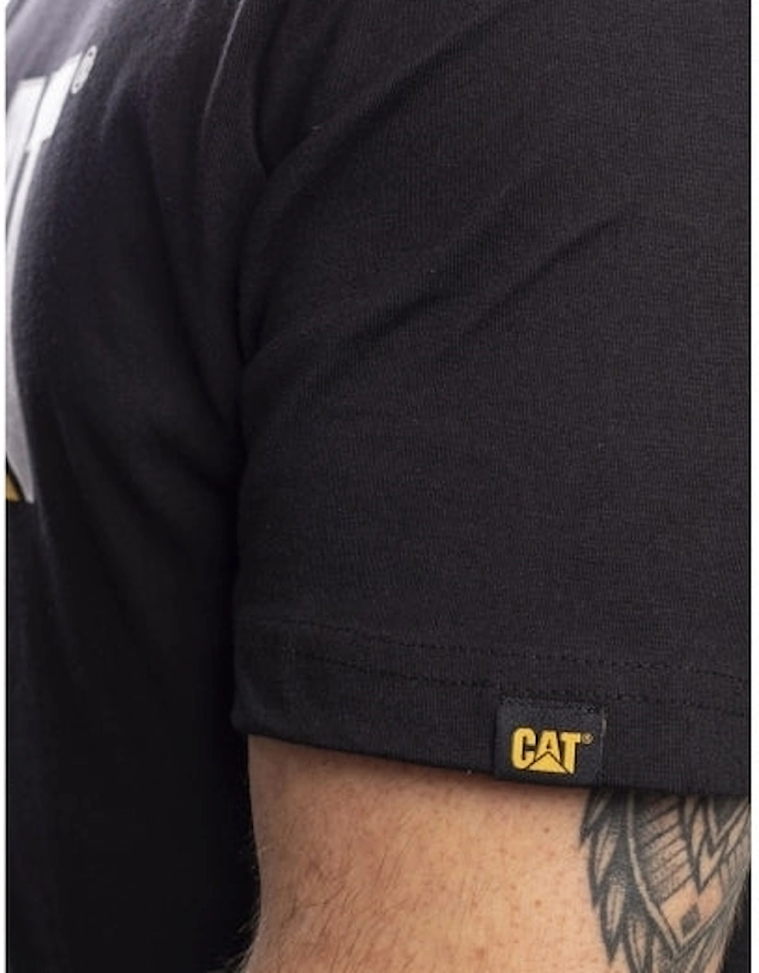 CAT TRADEMARK LOGO Mens Cotton T-Shirt Black