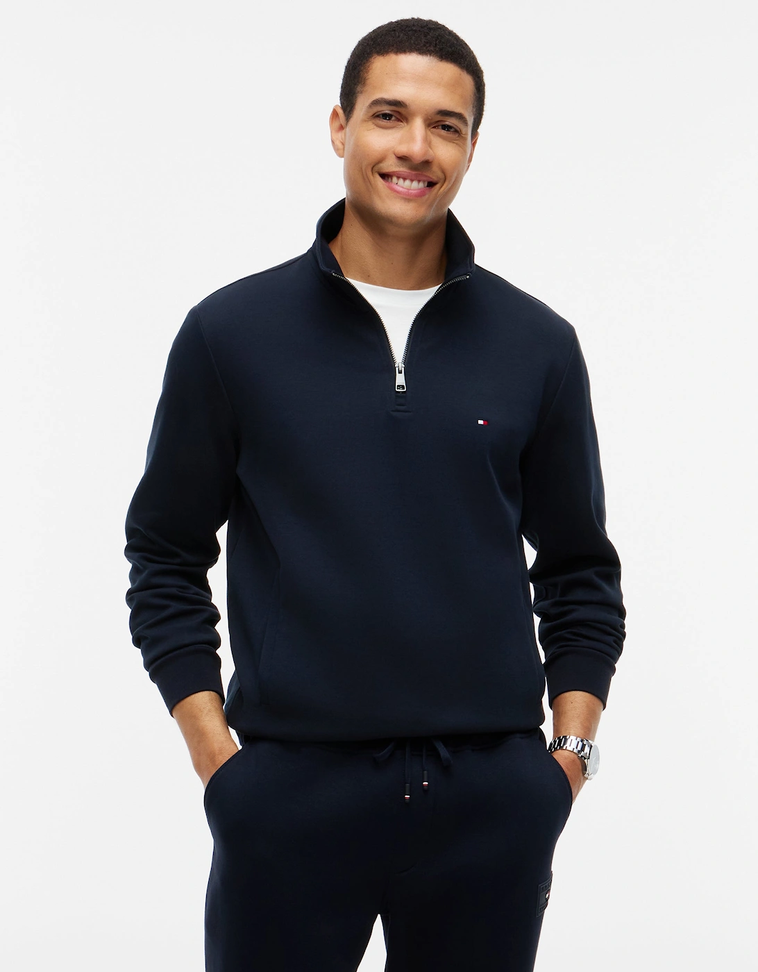 Tommy Hilfiger Essential Intechno Mens Half Zip Sweatshirt - Desert Sky