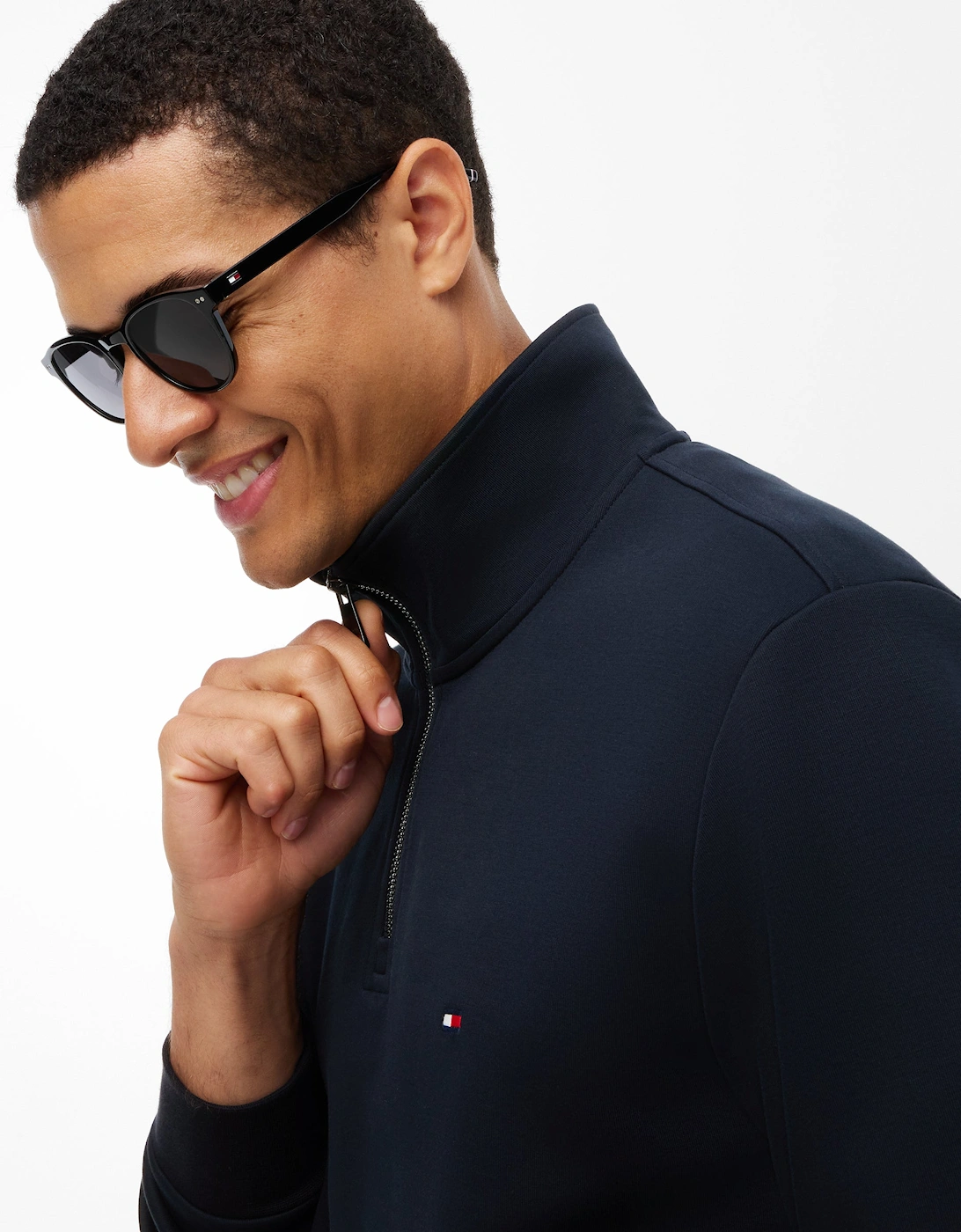 Tommy Hilfiger Essential Intechno Mens Half Zip Sweatshirt - Desert Sky