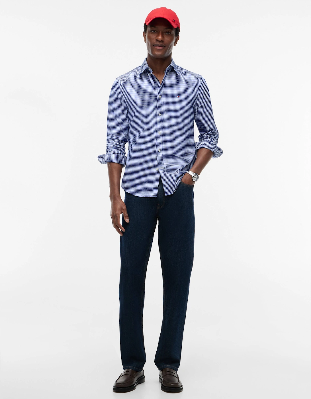 Tommy Hilfiger Heritage Oxford Gingham Mens Regular Fit Shirt - Royal Blue/Check