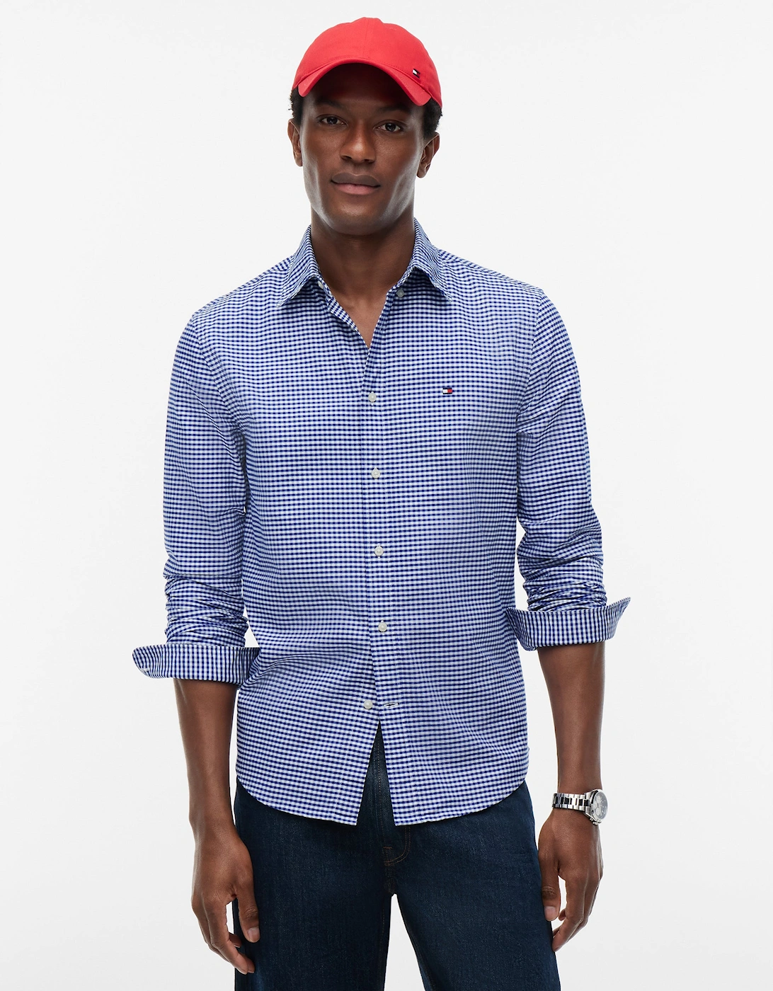 Tommy Hilfiger Heritage Oxford Gingham Mens Regular Fit Shirt - Royal Blue/Check