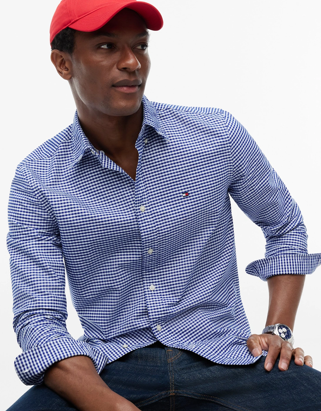 Tommy Hilfiger Heritage Oxford Gingham Mens Regular Fit Shirt - Royal Blue/Check