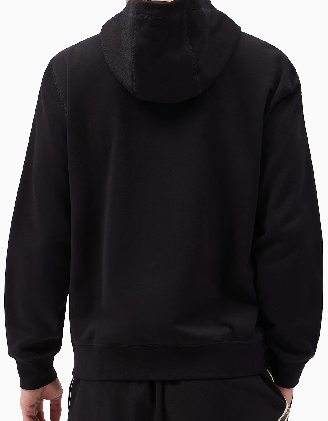 Tape Logo Zip Up Cotton Black Hoodie