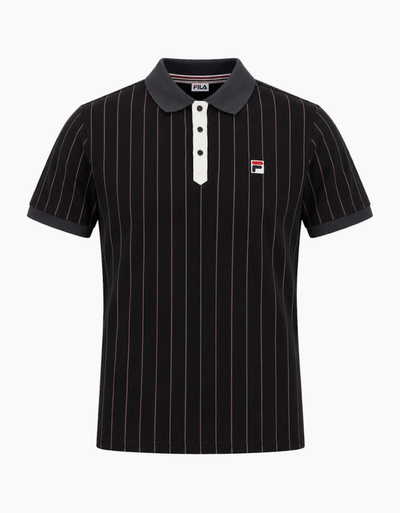 Fila BB1 Classic Striped Polo Shirt Black/Gardenia/Fig/Charcoal