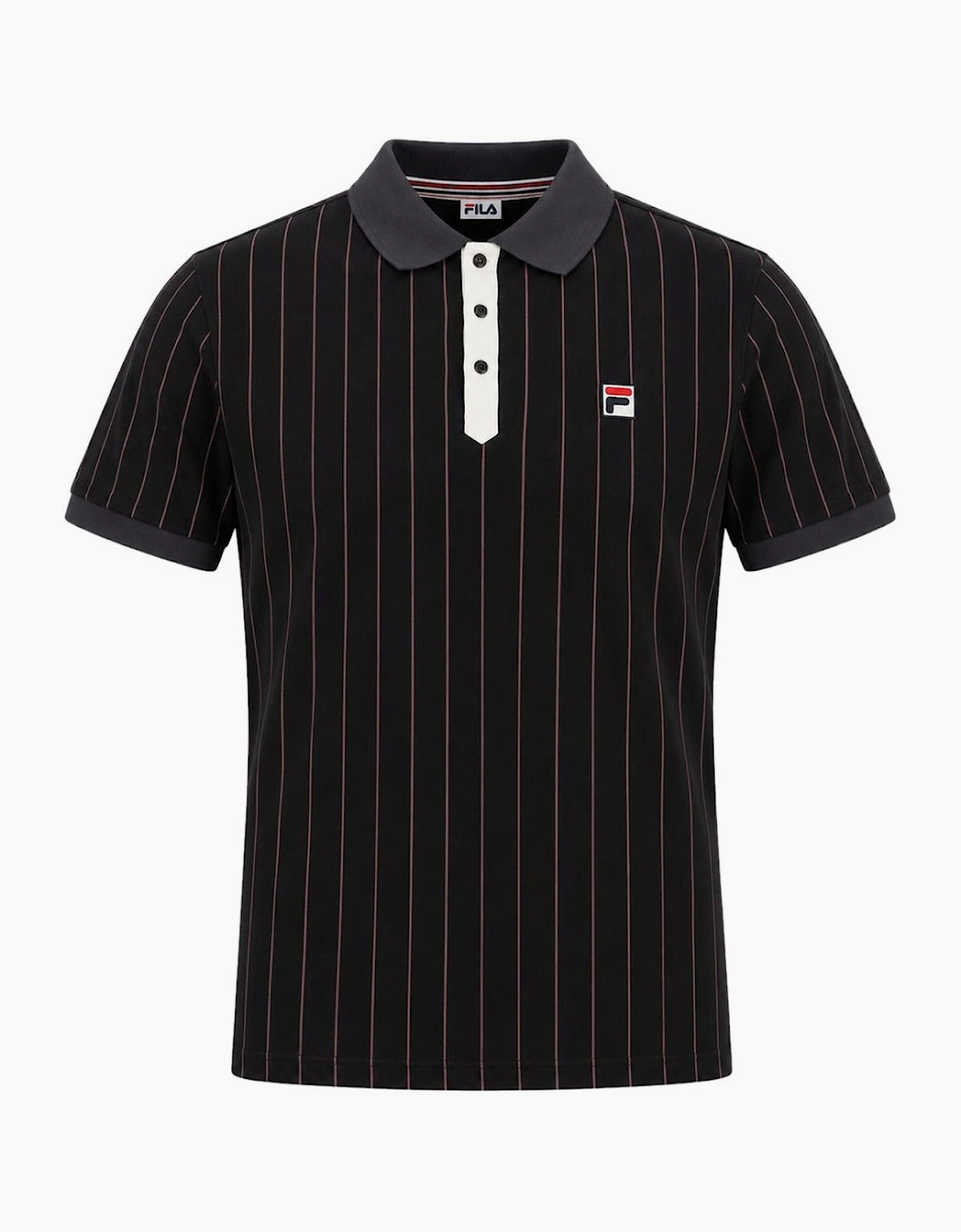 Fila BB1 Classic Striped Polo Shirt Black/Gardenia/Fig/Charcoal