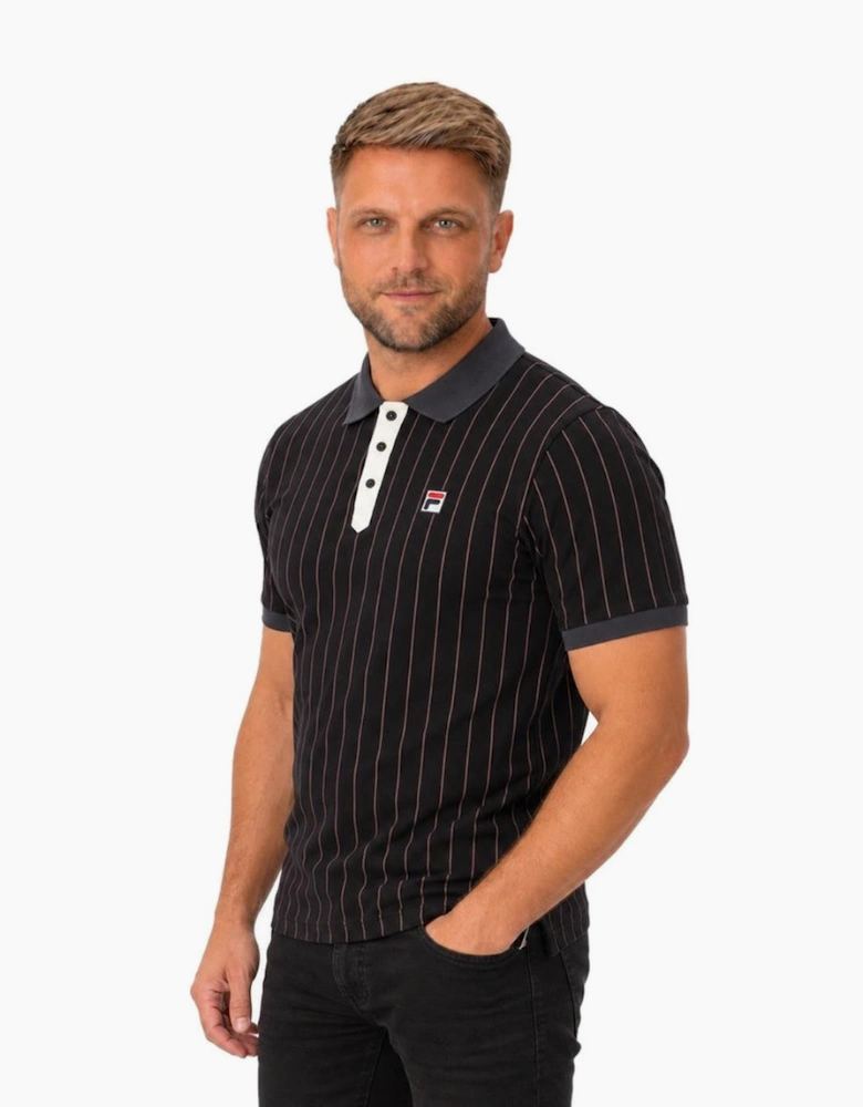 Fila BB1 Classic Striped Polo Shirt Black/Gardenia/Fig/Charcoal