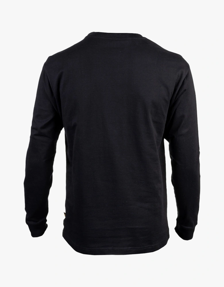 CAT TRADEMARK BANNER Mens Cotton Long Sleeve T-Shirt Black