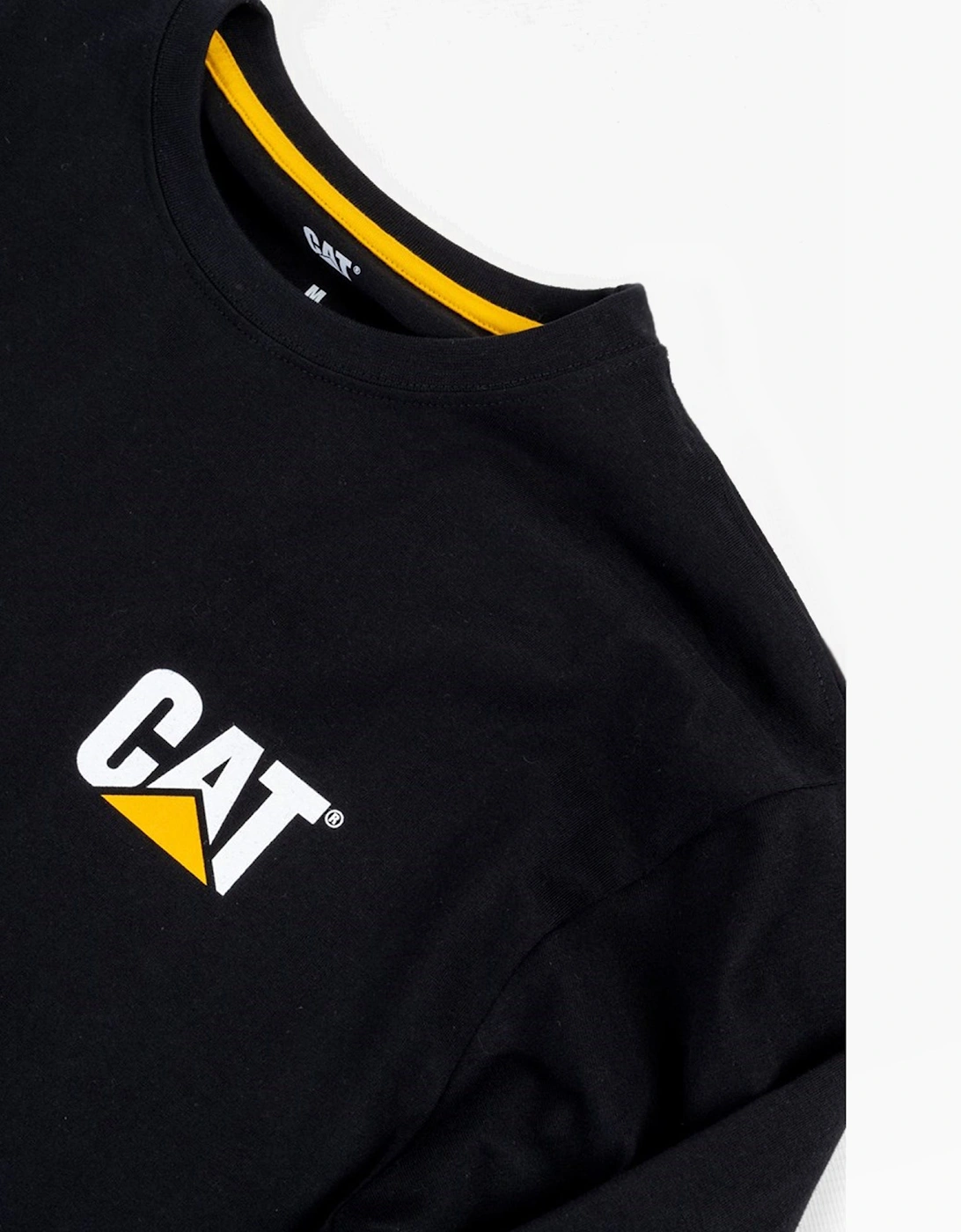 CAT TRADEMARK BANNER Mens Cotton Long Sleeve T-Shirt Black