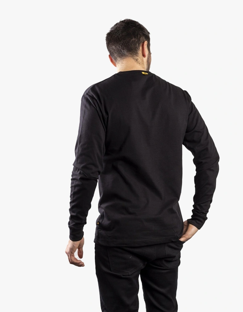 CAT TRADEMARK BANNER Mens Cotton Long Sleeve T-Shirt Black