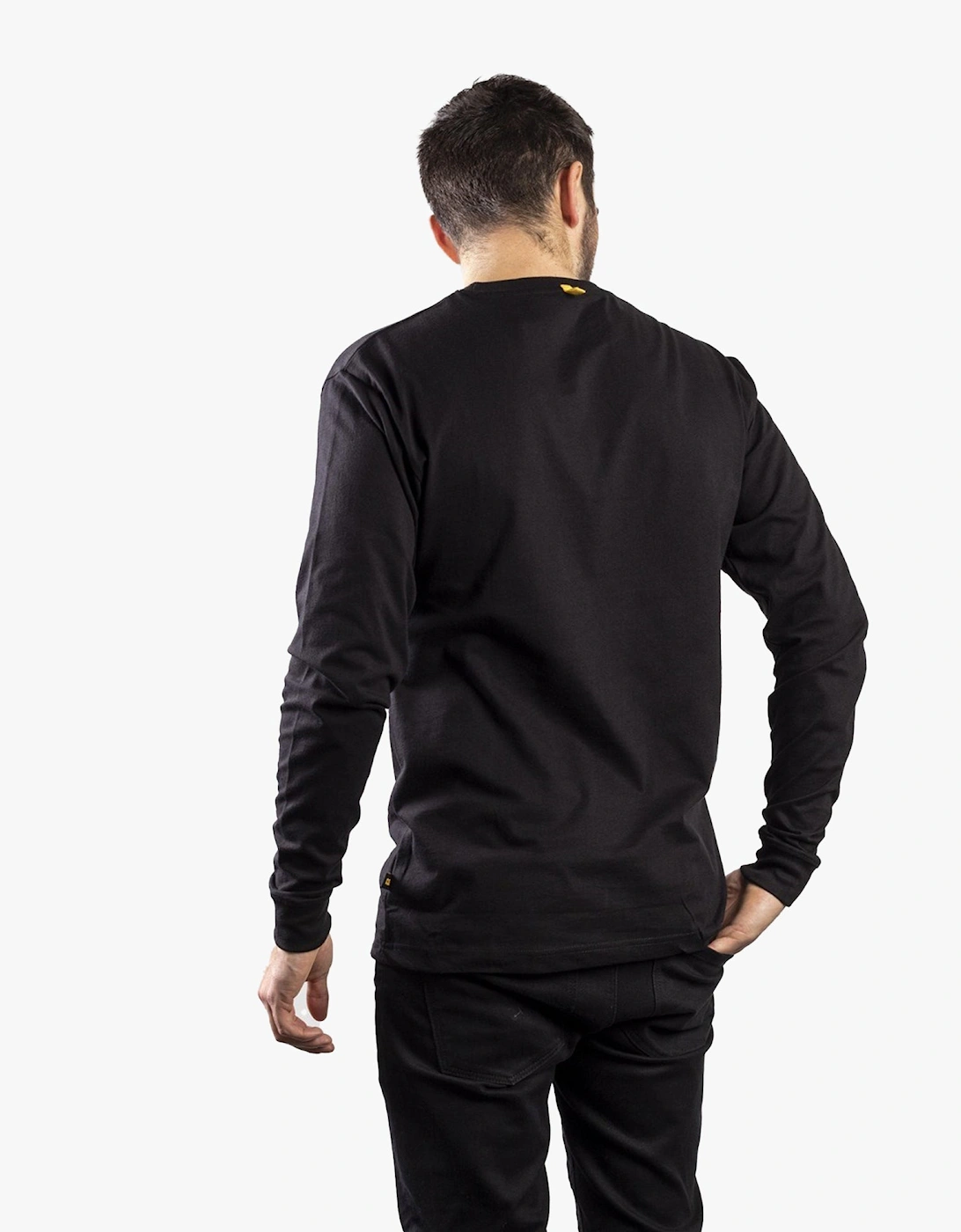 CAT TRADEMARK BANNER Mens Cotton Long Sleeve T-Shirt Black