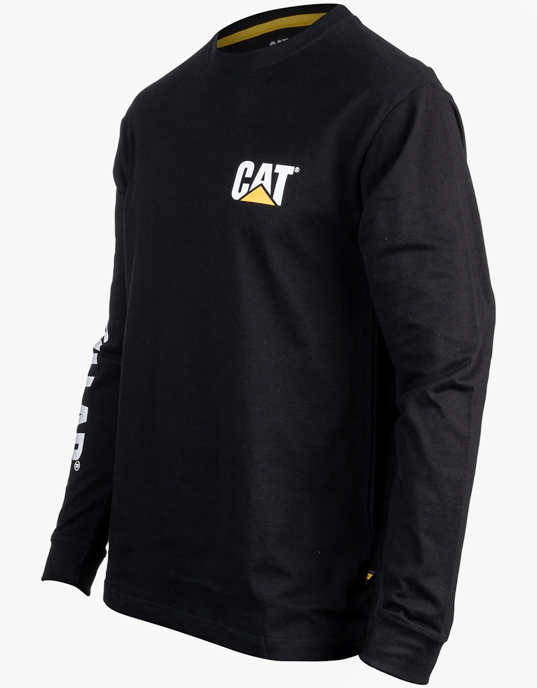 CAT TRADEMARK BANNER Mens Cotton Long Sleeve T-Shirt Black