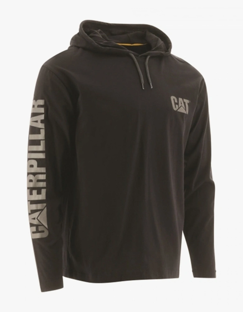 CAT 1510425 Mens Cotton Hooded Long Sleeve T-Shirt Black