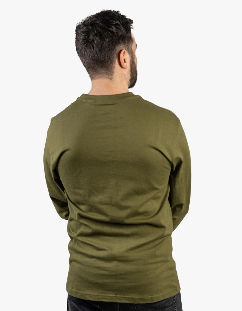 CAT TRADEMARK BANNER Mens Cotton Long Sleeve T-Shirt Green