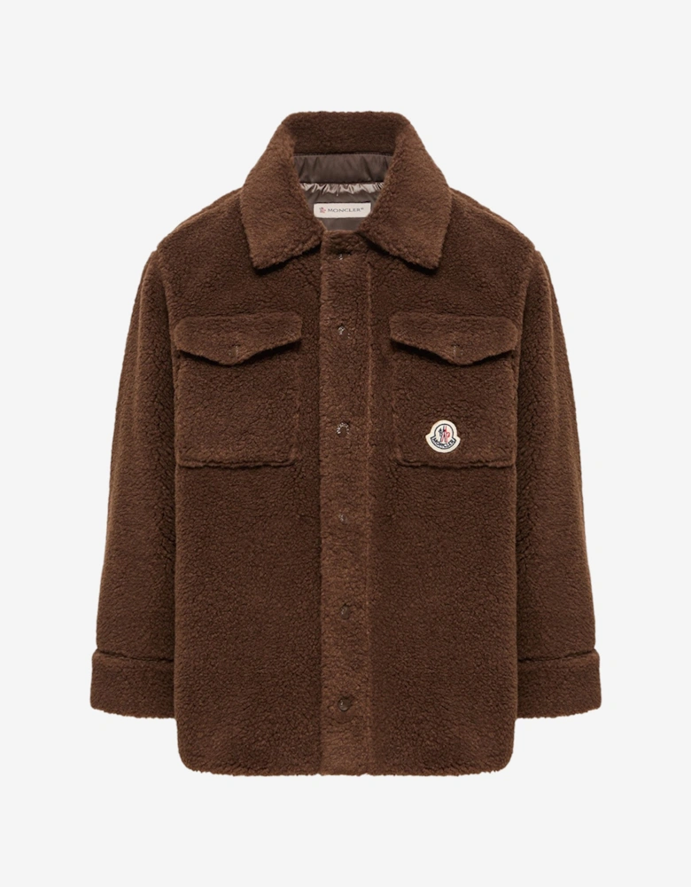 Moncler Enfant Boys Teddy Fleece Overshirt in Brown