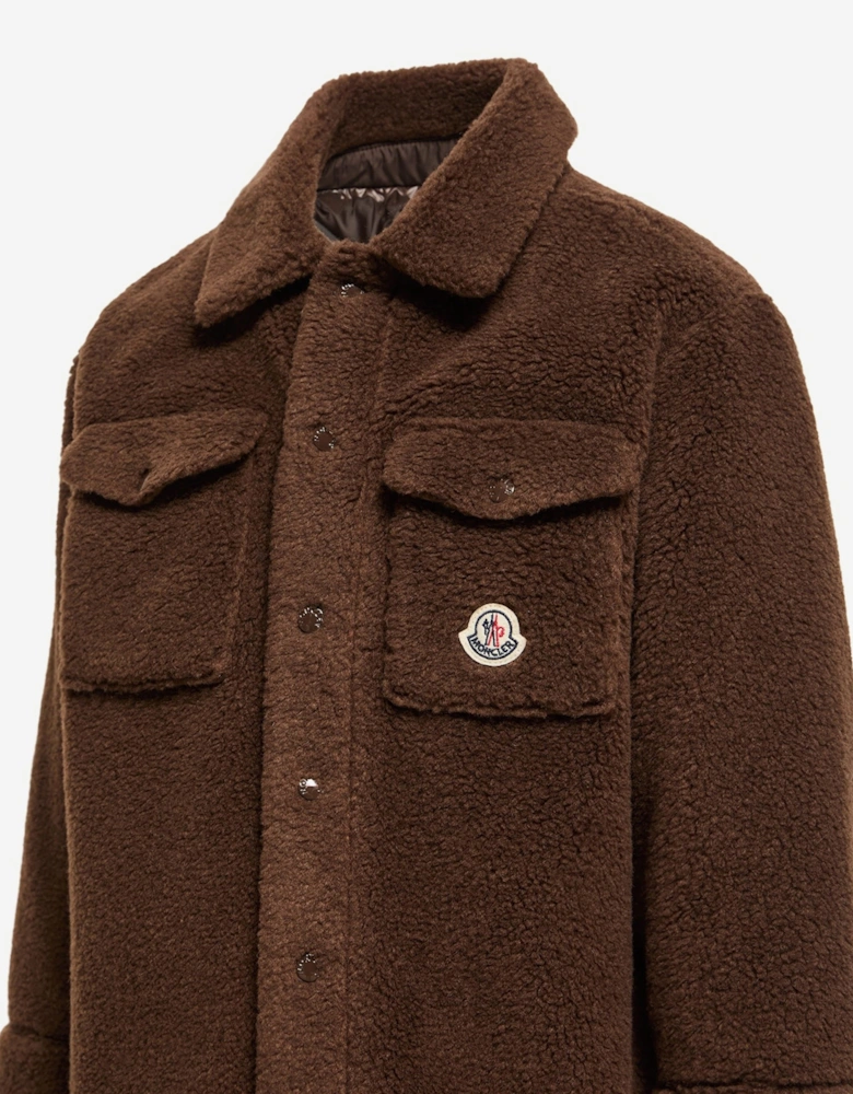 Moncler Enfant Boys Teddy Fleece Overshirt in Brown