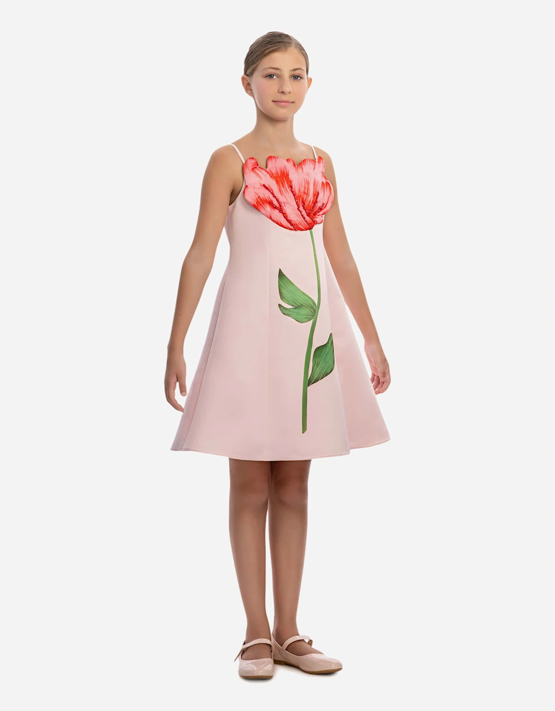 DRESS & Fleur Girls Embellished Flower Dress in Pink