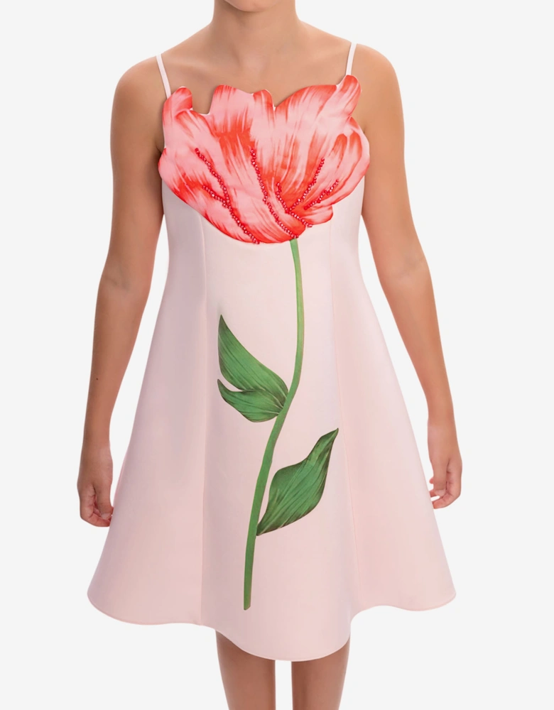 DRESS & Fleur Girls Embellished Flower Dress in Pink